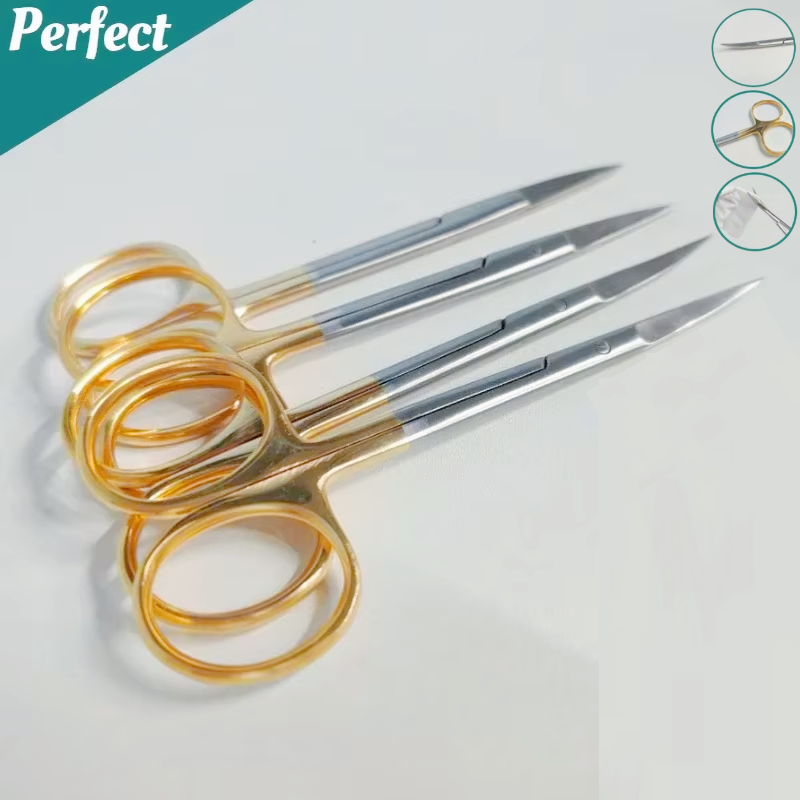 Medical Lab - 5PcDental Surgical Scissors Straight/Curved Tip11.5cm Stainless