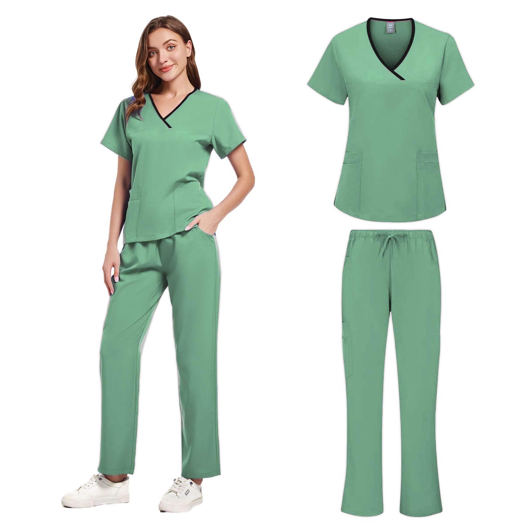 Women Slim Fit Scrubs Sets Med - Medical Lab Hospital ulasan dan harga