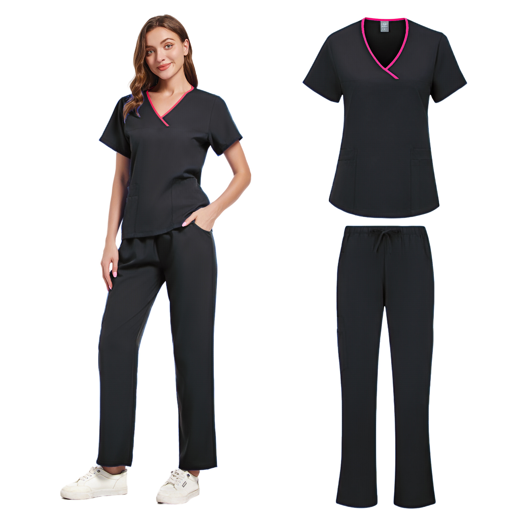 Women Slim Fit Scrubs Sets Med - Medical Lab Hospital ulasan dan harga