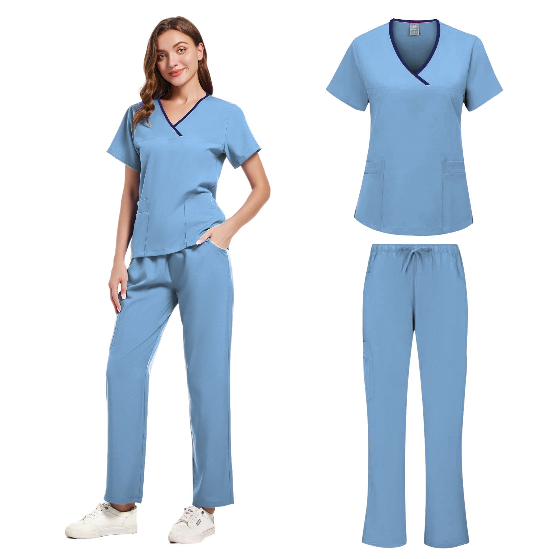 Women Slim Fit Scrubs Sets Med - Medical Lab Hospital ulasan dan harga